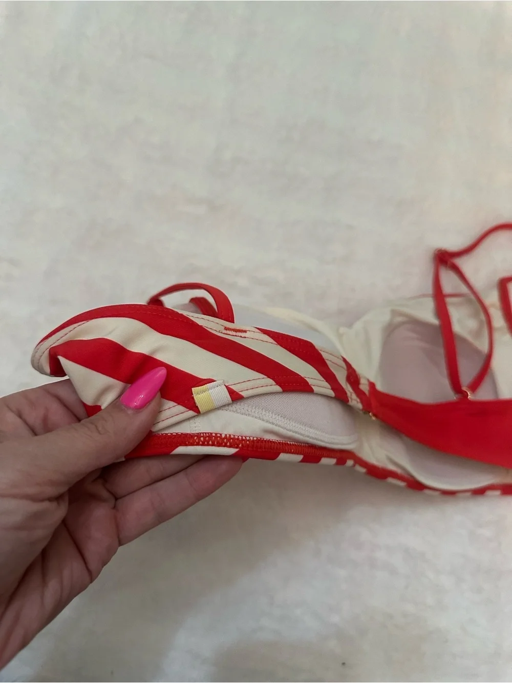 SummerSalt Red & Cream The Marina Stripe Bikini Top Size 8 39062